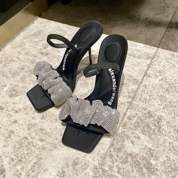 Alexander Wang Black Heels with Crystal Accents